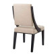 Beige Fabric Dark Wood Sloped Side Arm Dining Chairs Set of 2